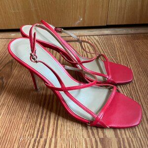 Reformation Isabelle Strappy Heel Sandal Red Leather sz 8.5